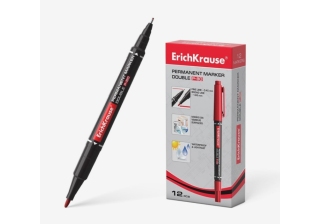 Двухсторонний перманентный маркер ErichKrause® Double P-80, цвет чернил красный 48185